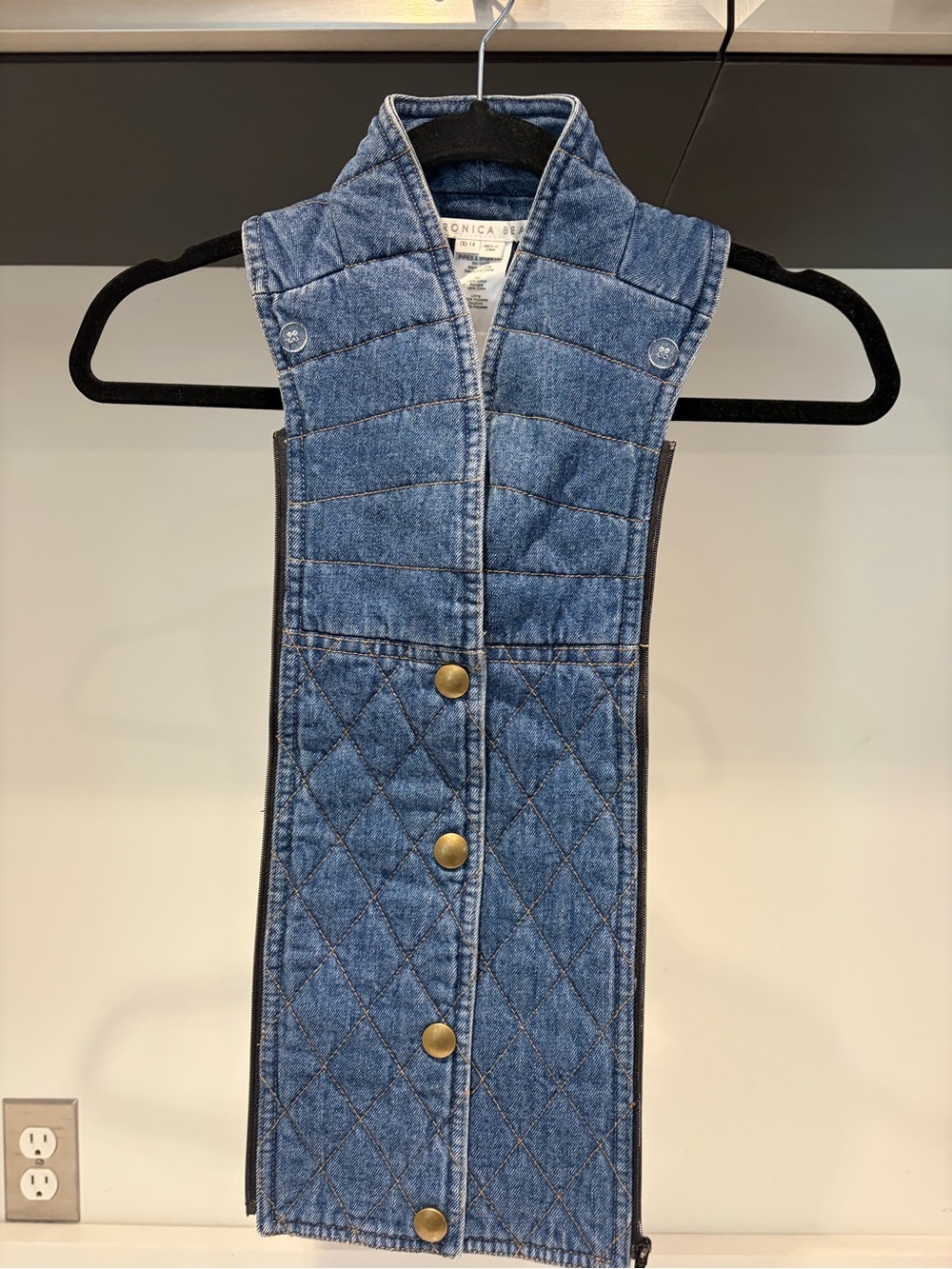 $278 Veronica Beard Donahue Denim Dickey jacket blazer vest insert gold snaps